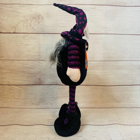 Halloween Gnome Witch Tall Free-standing Purple and Black Outfit Hocus Pocus 17" - Picture 5 of 7
